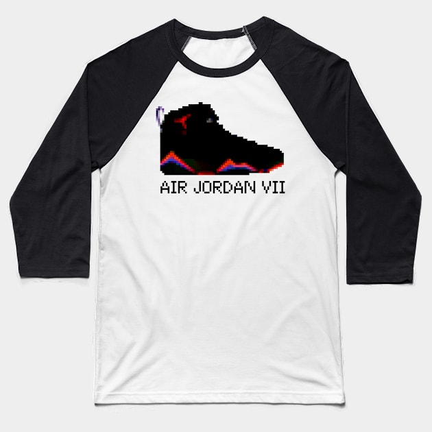 AIR JORDAN VII RETRO PIXELATED ART SHOE COLLECTION Baseball T-Shirt by Buff Geeks Art